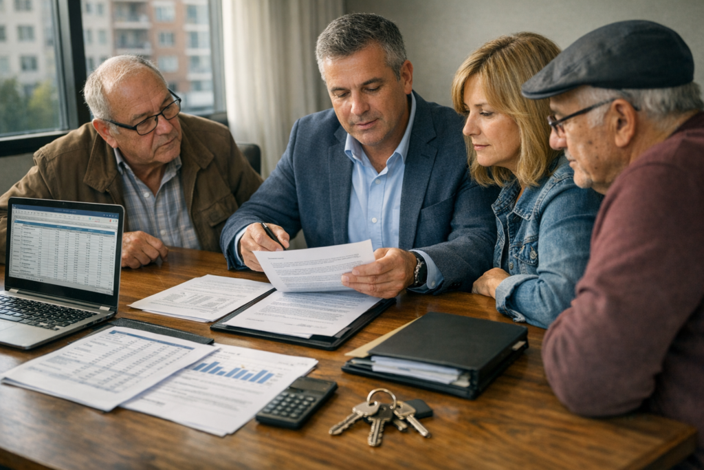 Comité de administración revisando contrato de prestación de servicios del administrador de condominio