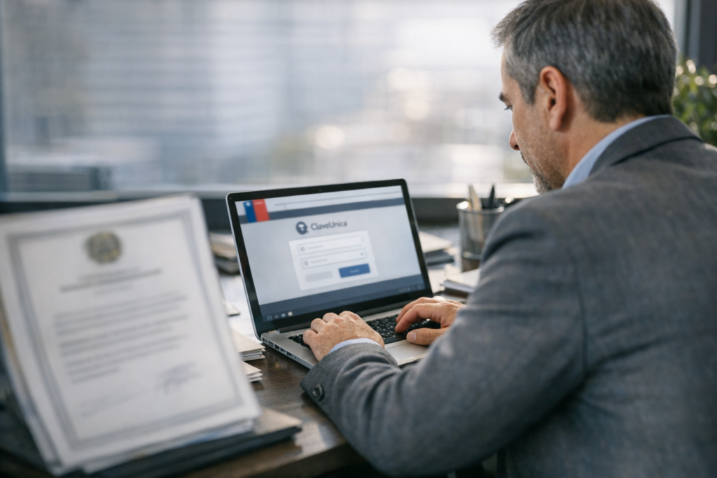 Administrador de condominio gestionando la inscripción digital en el Registro Nacional de Administradores