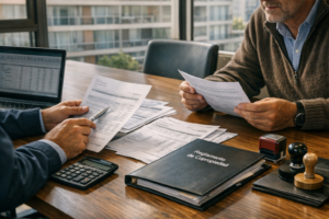 Revisión de cartolas bancarias y documentos para auditoría en condominio