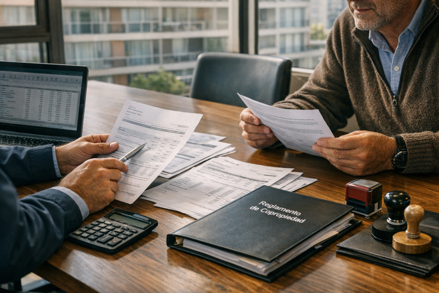 Revisión de cartolas bancarias y documentos para auditoría en condominio