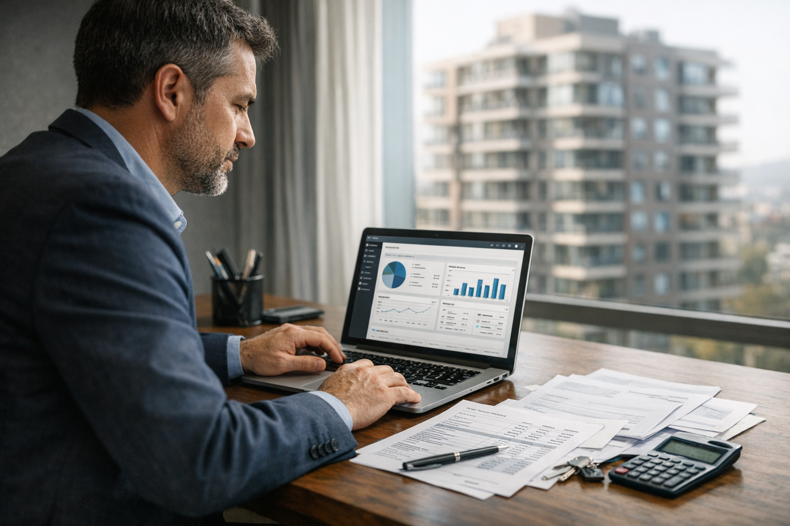 Administrador de condominios planificando procesos y tecnología para crecer